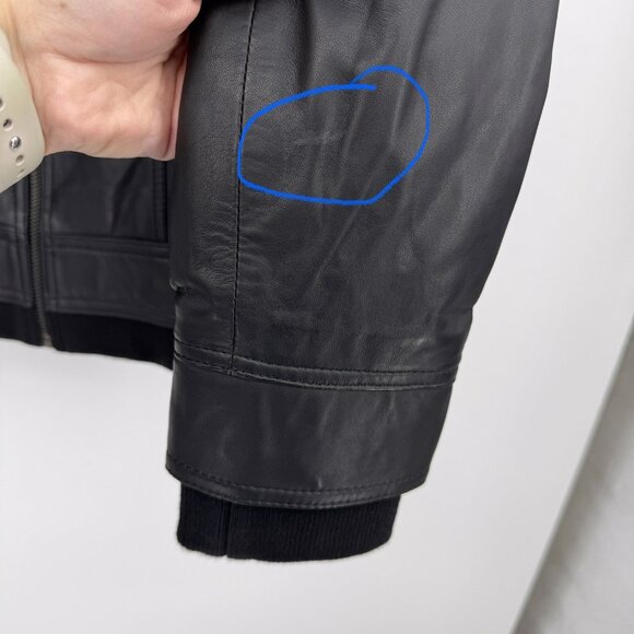 Quince Women's Black Leather Jacket size S Removable Hood Sheep Full Zip Lined - Picture 7 of 16